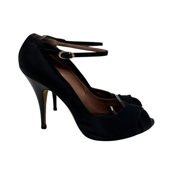 Giuseppe Zanotti High Heels Stiletto Satin Ankle Strap Black Size 39.5 US 9.5 - Picture 9 of 16